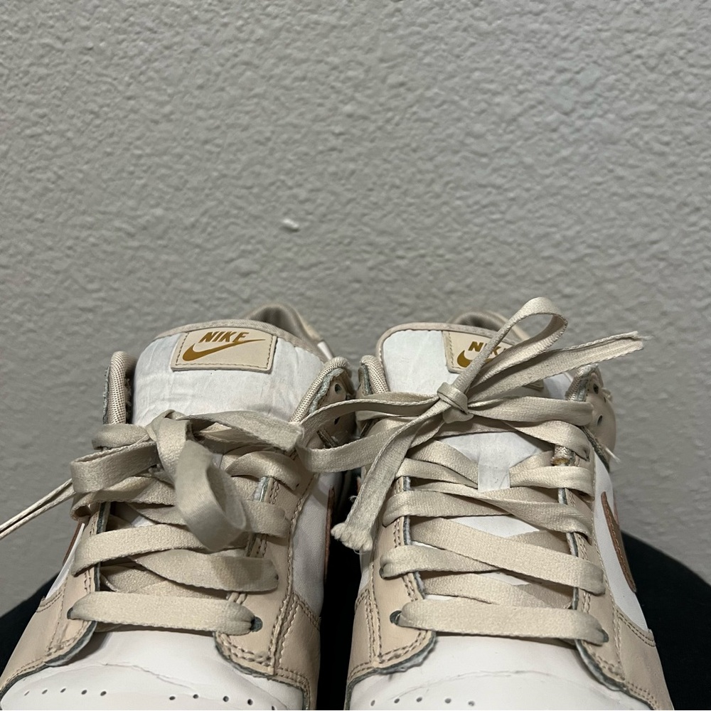 Nike Dunk Low Women's US 9.5 Casual Shoes Gold Swoosh Leather Sneaker DX5930-001 - Picture 6 of 8